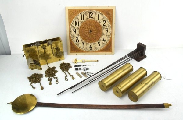 1920's HWN Hans Winterhalder Miller Colonial Grandfather Clock MOVEMENT Set