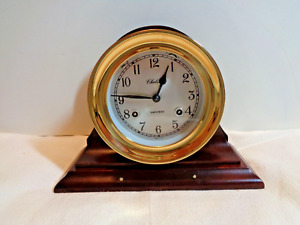 1995 Chelsea Shipstrike Clock, 4.5 in Dial , Contemporary Mahogany Base Keywind