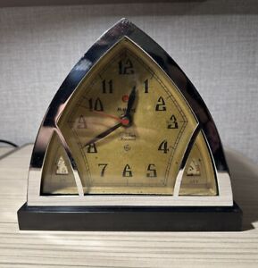 Telechron Deco GE Hotpoint Raymond Patten Chrome Electric Range Clock Timer TM-8