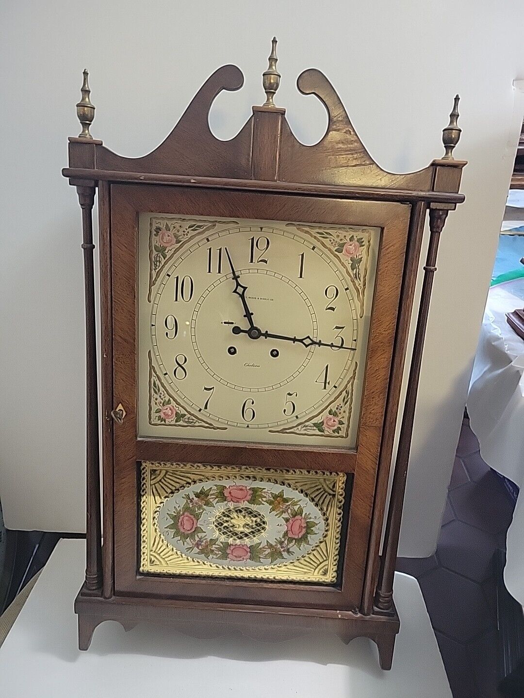 CHELSEA PILLAR & SCROLL 8 DAY TIME & STRIKE CLOCK