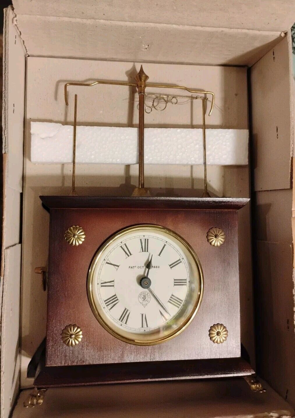 NEW OLD STOCK Vintage Horolovar Flying Pendulum Mantle Clock West Germany Jerome