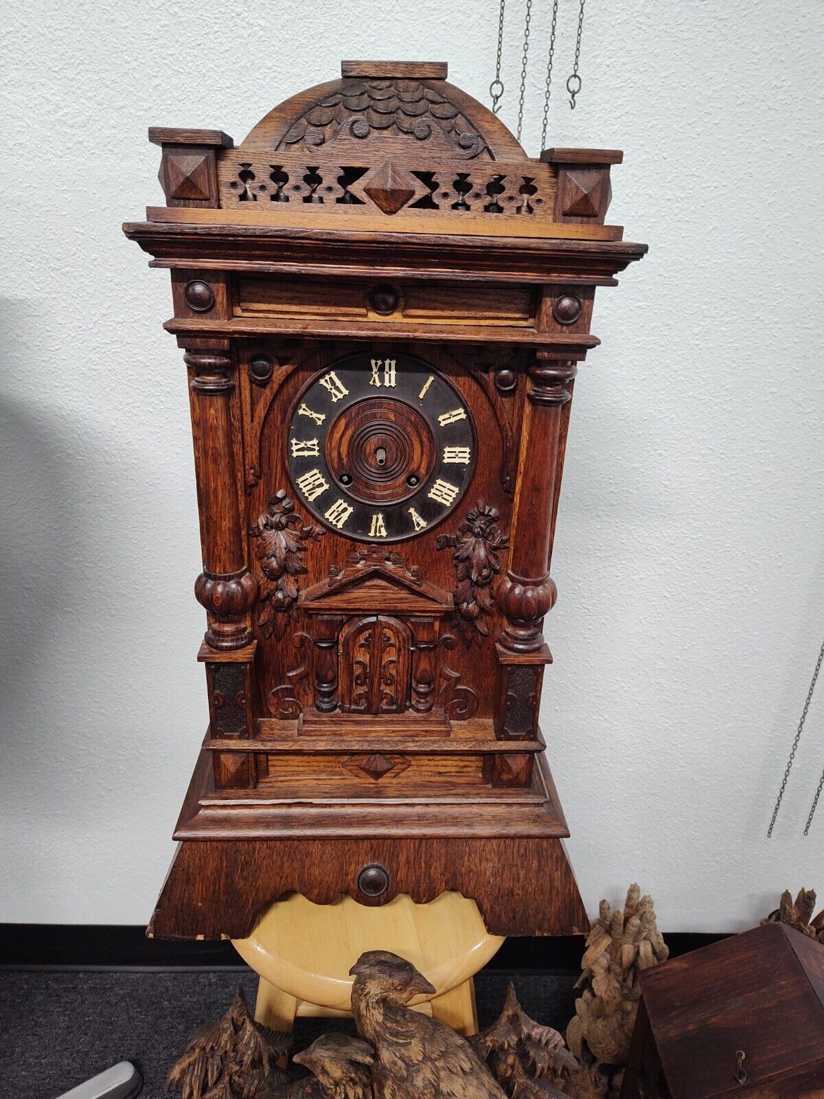 Antique Black Forest 3 horn trumpeter cuckoo clock