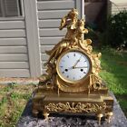 ANTIQUE 19th CENTURY FRENCH DORE BRONZE NUDE EMPIRE CLOCK  WITH CHERUB WORKING