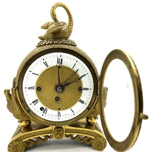 Vtg. 1800s Austrian Fusee Viennese Figural Antique Clock Rococo Federal Style