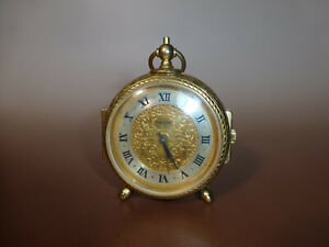 Vintage Swiss Imhof Trianon Swiss Engraved Brass Carriage Alarm 8 day Clock