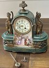 19th Century French Mantle Clock Porcelain w/ Enameled Dial Orante Bronze