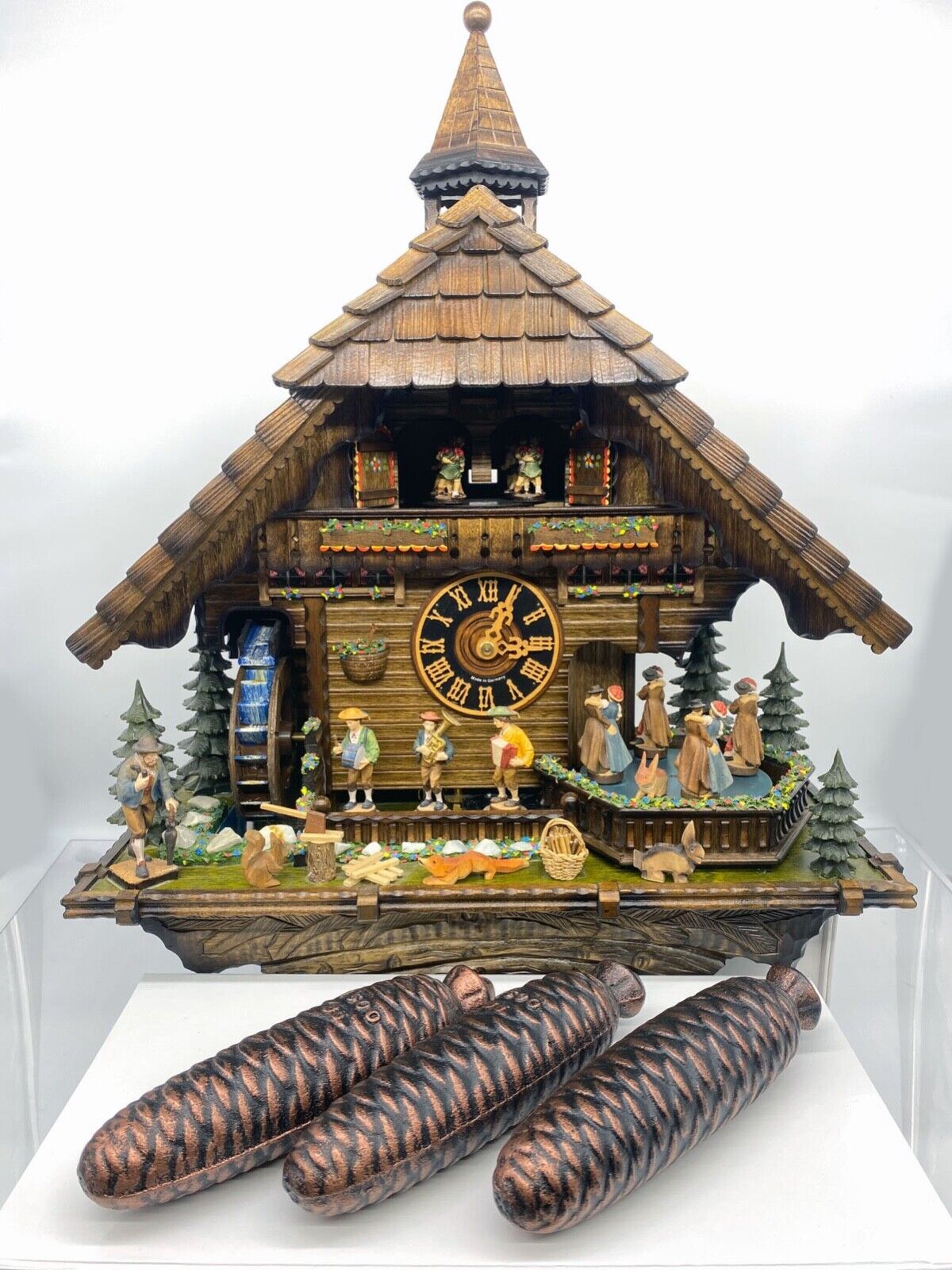 Edelweiss R Rodgers Romance 3883 Black Forest Swiss Cuckoo Clock Sawmill Dancers