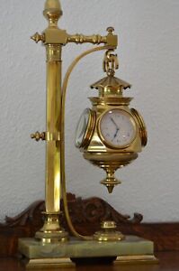 Antique French Industrial Clock, Car Lantern Motif, S. Kind & Sons Philadelphia