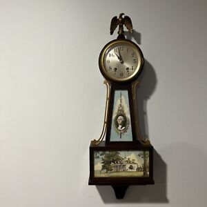 ANTIQUE SETH THOMAS BANJO CLOCK,G WASHINGTON, MT VERNON