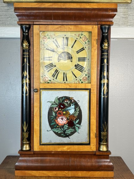 Antique Smith & Goodrich Weight Driven Reverse Painting Clock 1847 To 1853