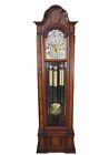 Herschede Cherry Sheffield Sun & Moon Grandfather Tall Case 9 Tube Hall Clock