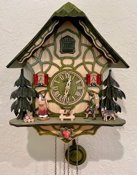 HerrZeit by Adolf Herr Cuckoo Clock Black Forest MAGIC with German Shepherd Dog