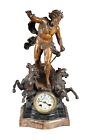 Antique 19th C. French Art Nouveau Spelter Figural Mantel Clock Poseidon Moreau