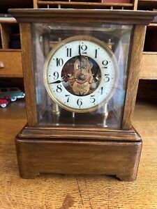 Antique Eureka Clock Circa 1906 Four Glass Original Case & Movement Runs