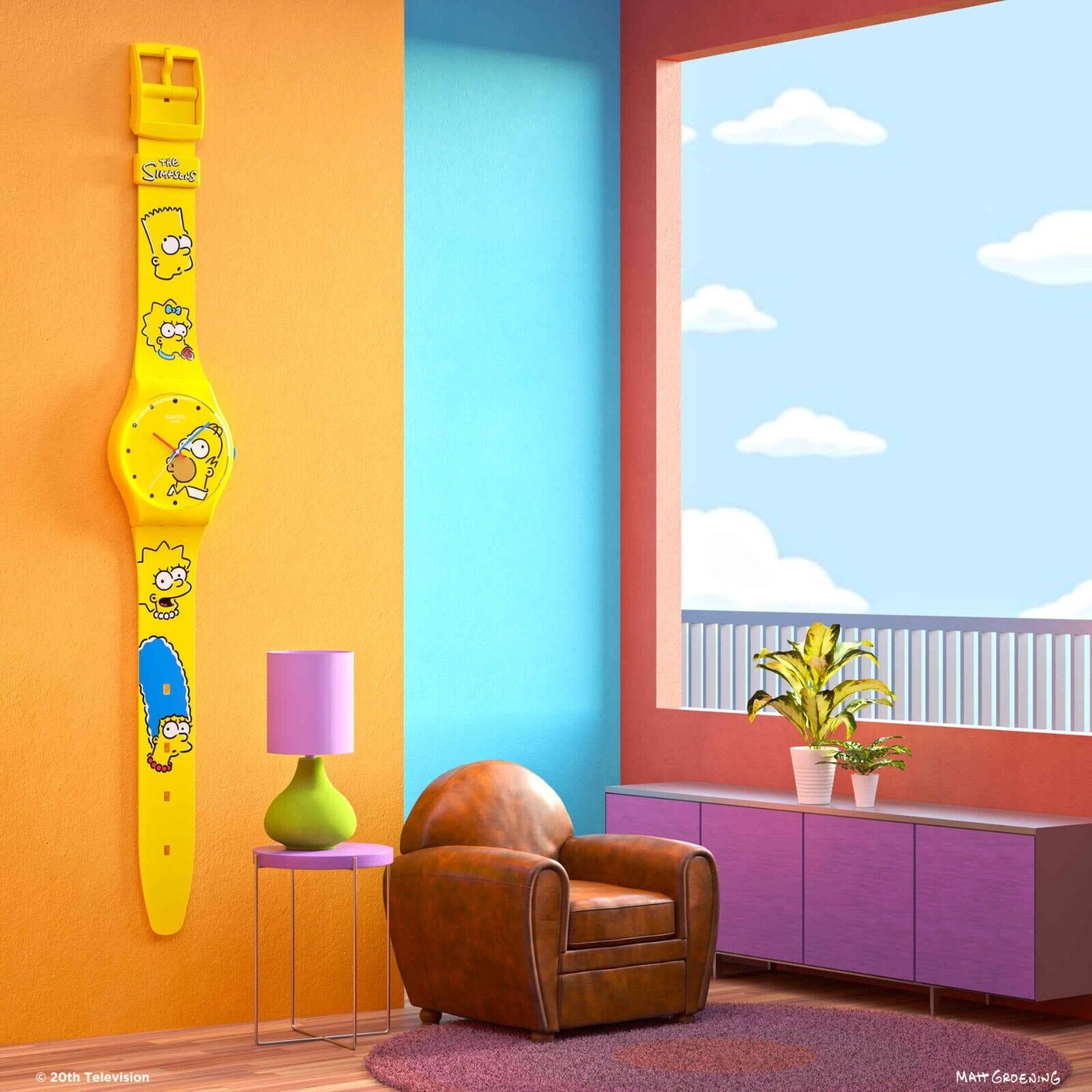 Swatch Watch Simpsons Family Maxi MGJ001 Sold Out Wall Clock