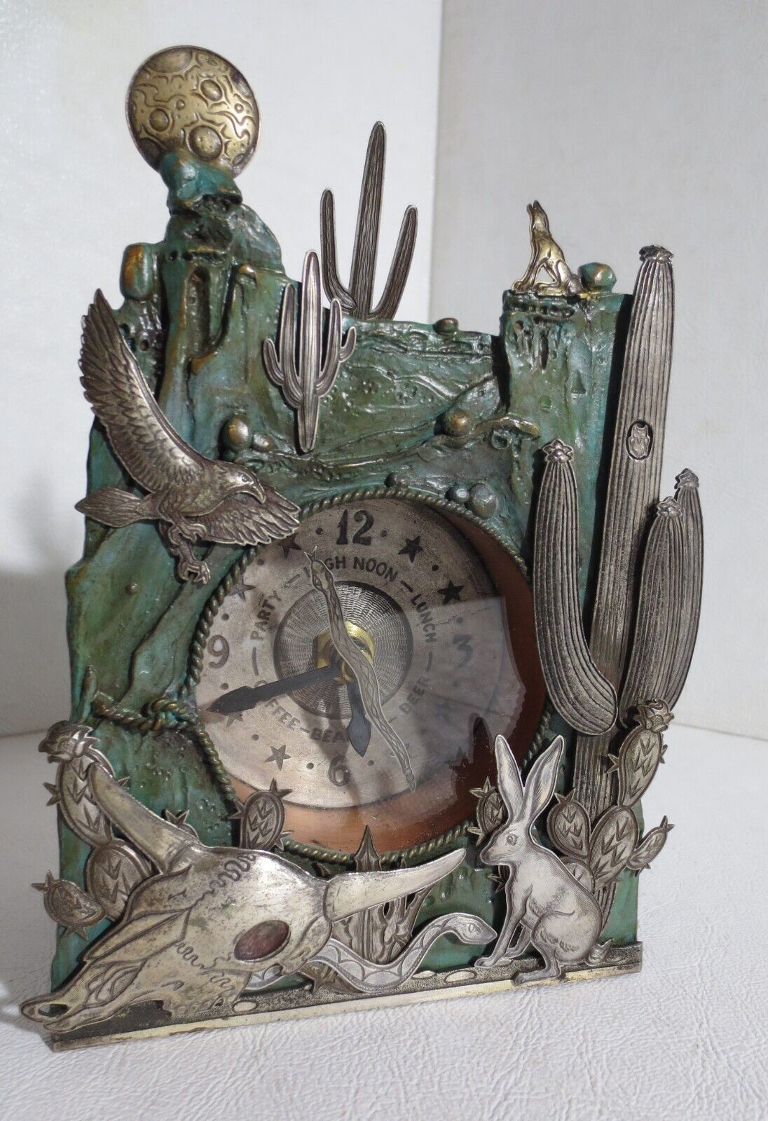 Vintage Kit Carson Art Mantel Clock Bronze Silver 11 of 20