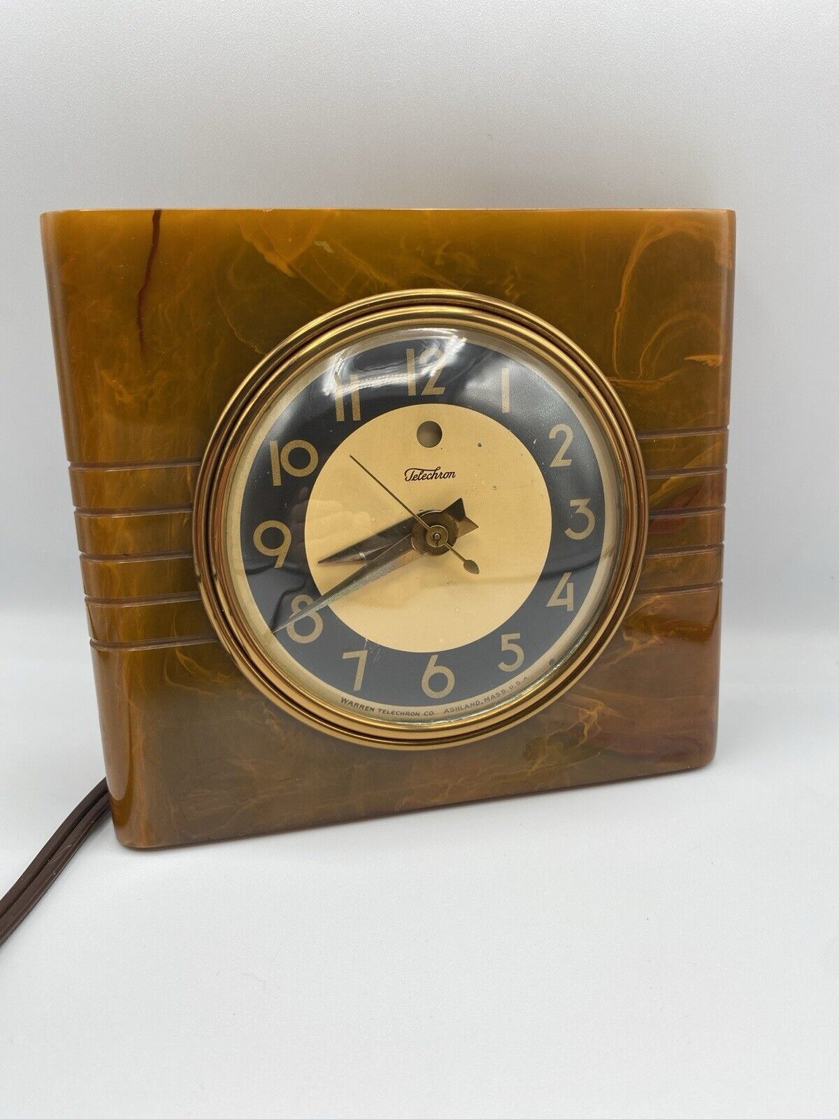 RARE Telechron “Melbourne” 3H83 Marbled Catalin Bakelite Electric Clock GORGEOUS