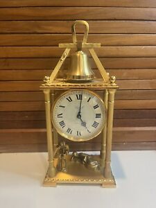 Vintage Imhof Mechanical Swiss Clock Genuine Bronze Monk Ringing Bell Alarm VG
