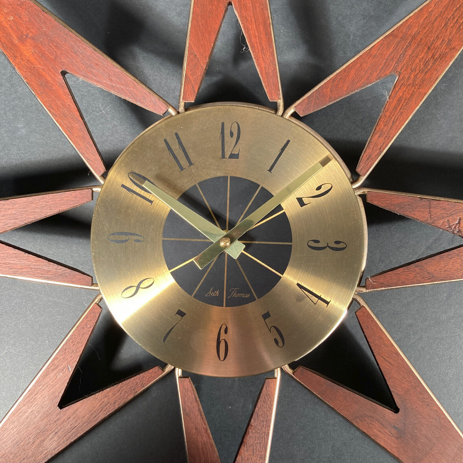 Vintage Starburst Wall Clock Mid Century Modern 1960s MCM Atomic Era 25 inches