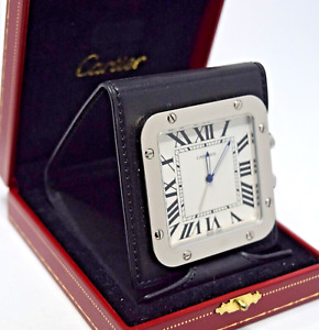 *** Cartier Santos Desk / Travel Stainless Alarm clock ? With papers ***
