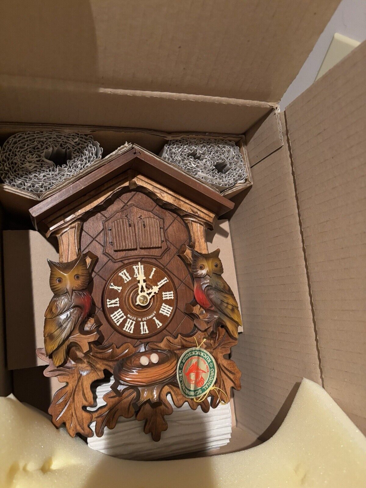 Hubert Herr Vintage Cuckoo Clock Deer And Owls