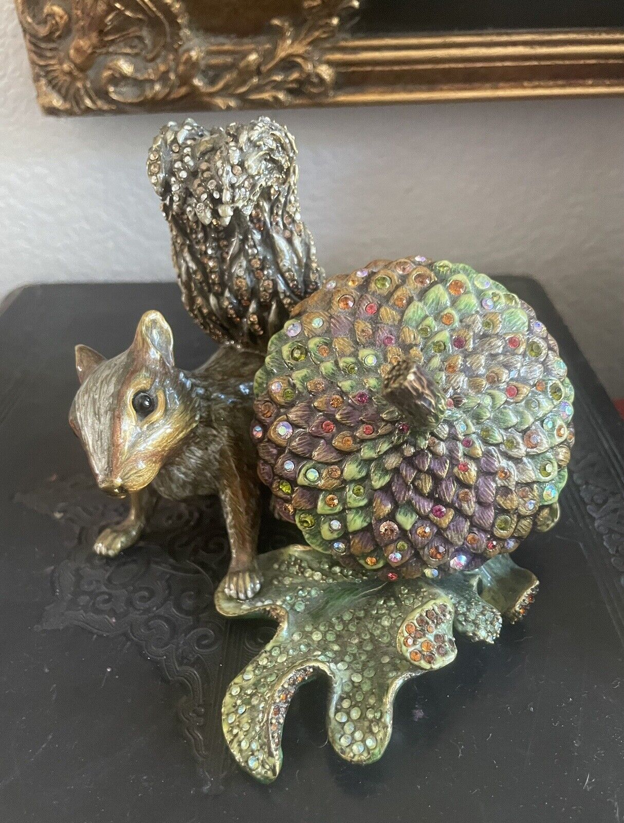 Jay Strongwater Wildlife Clock Squirrel w/Acorn Jeweled and Enameled RARE!!