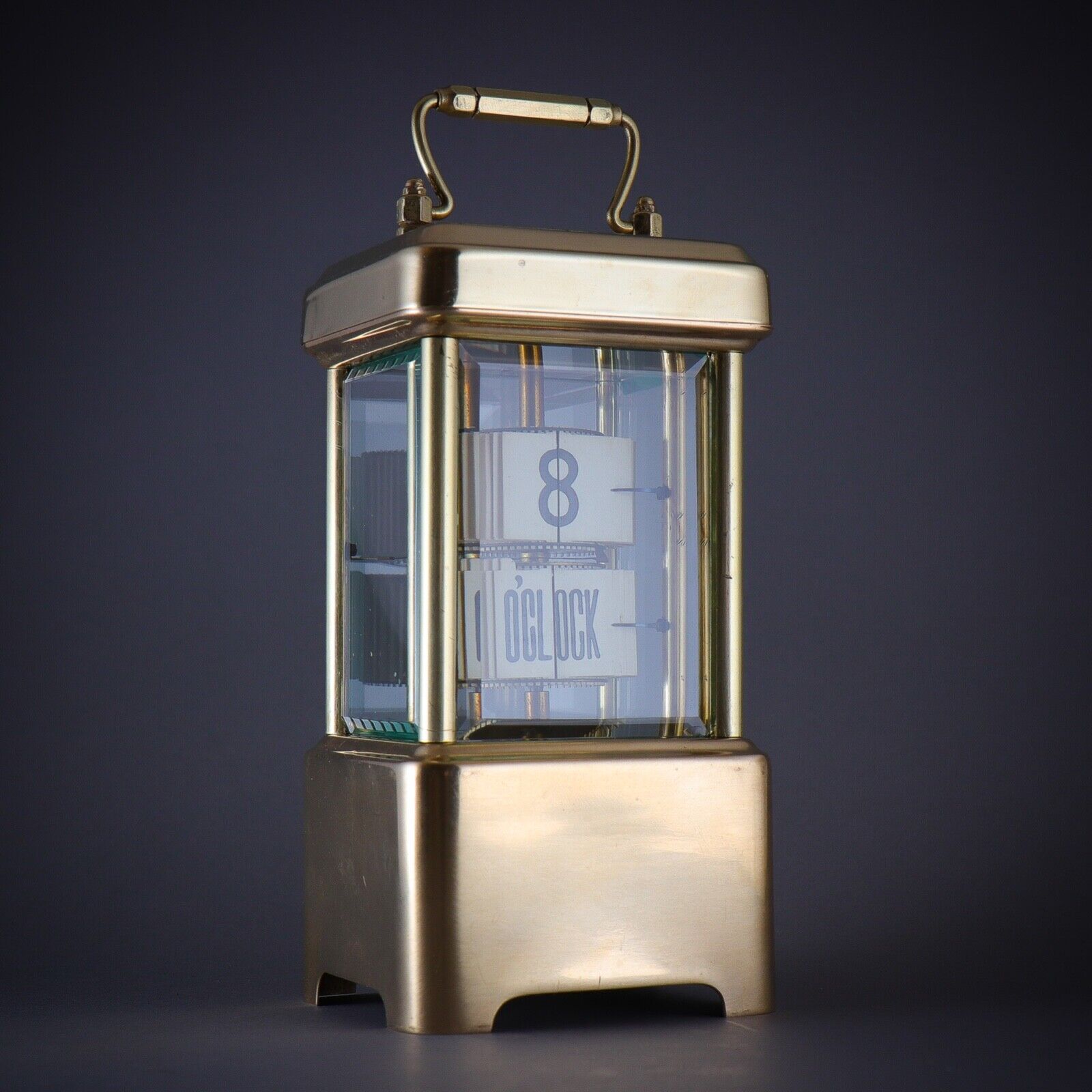 ? 1905 ANTIQUE 8 DAY CRYSTAL REGULATOR PLATO FLIP MYSTERY DESK CARRIAGE CLOCK NR