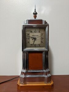 Manning Bowman Clock Old Antique Art Deco Skyscraper Catalin Bakelite Works!!!
