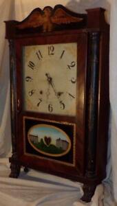 Eli Terry & Sons Wooden Works Transitional Clock 30 Hour T&S Painted Eagle Splat