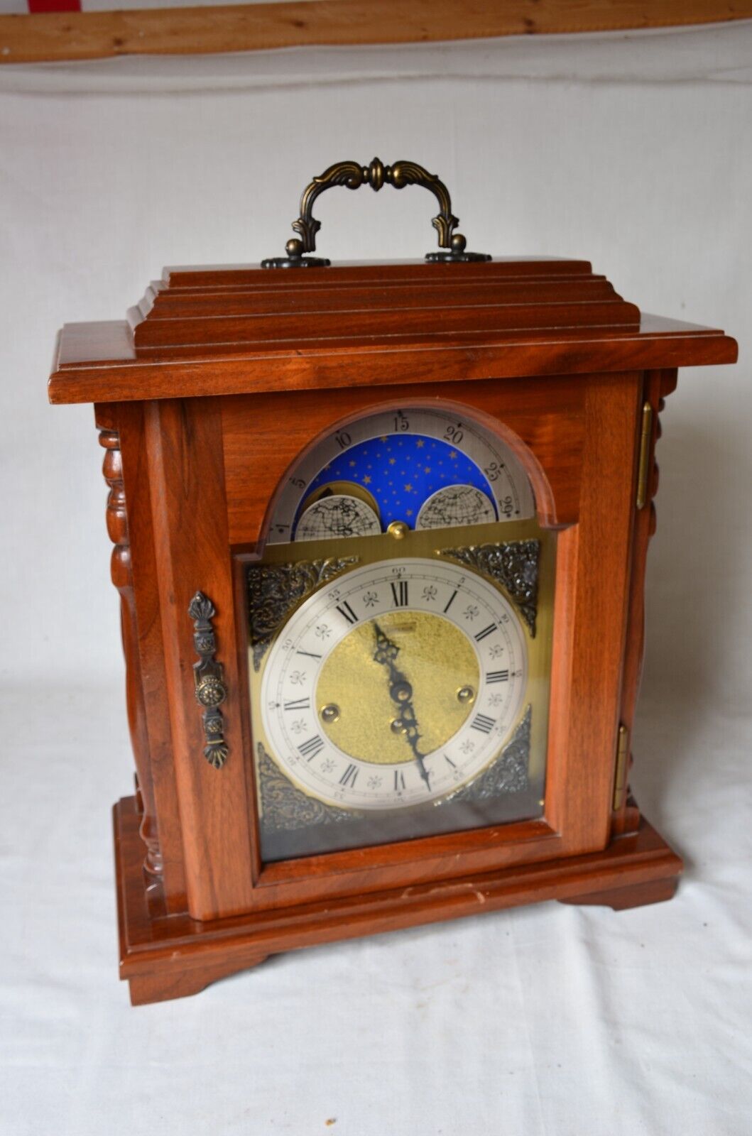Moon Phase Emperor oak walnut mantel clock