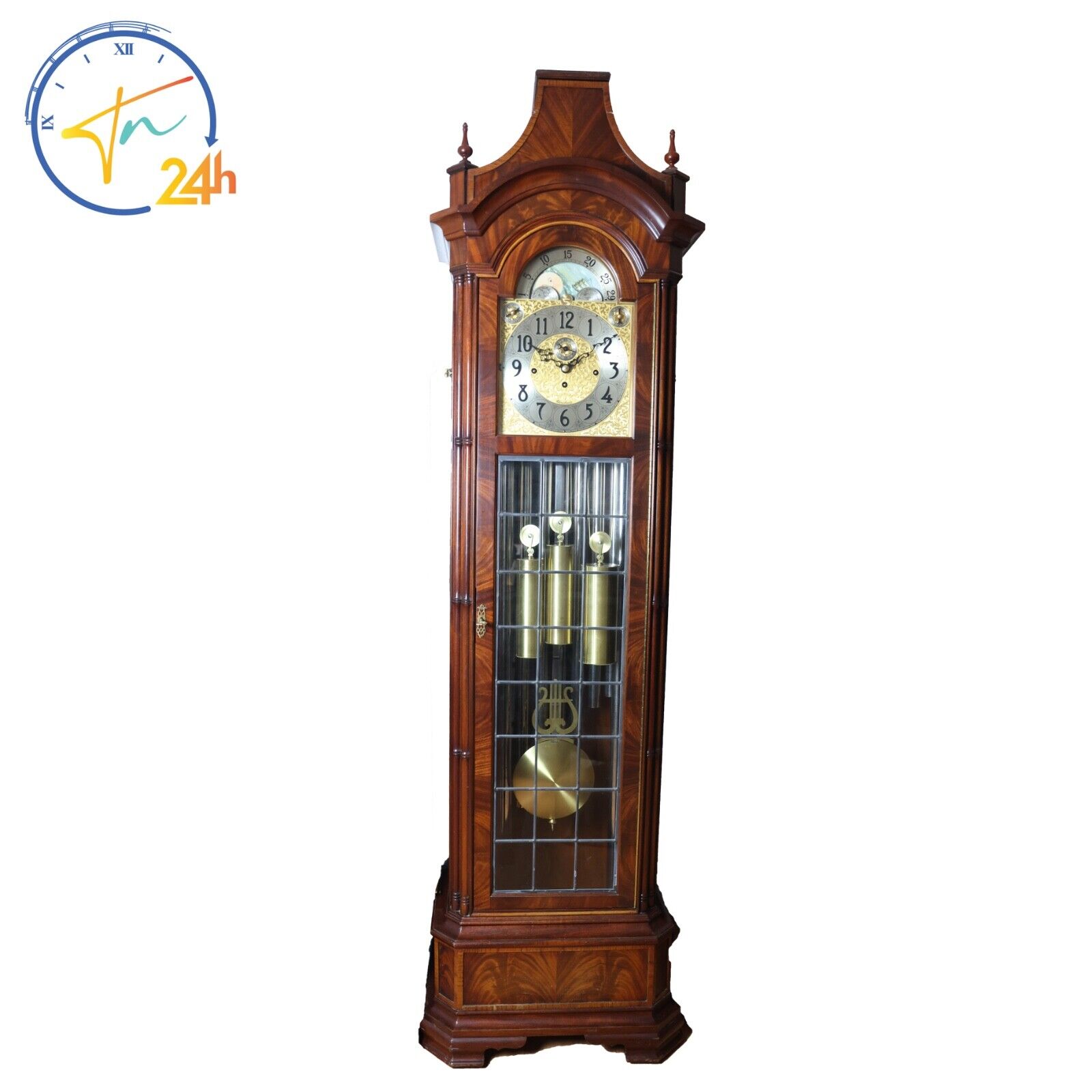 Beautiful 1984 Herschede 9 Tubulars Grandfather Clock Model 247 The Edinburgh