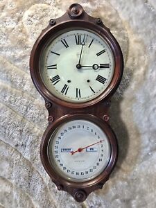 1875 ANTIQUE USA SETH THOMAS  Double Dial Calendar day month strikes Clock
