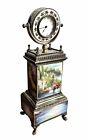 Antique Vienna Sterling Silver & Hand Painted Enamel Tower Clock