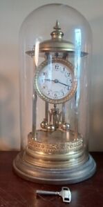 WORKING JUMBO Antique German 400 Day Anniversary Bandstand Mantle Clock  Glass