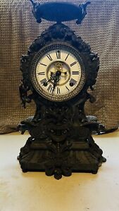 ANTIQUE 1882 ANSONIA HEAVY CAST IRON  ansonia clock iron gargoyle