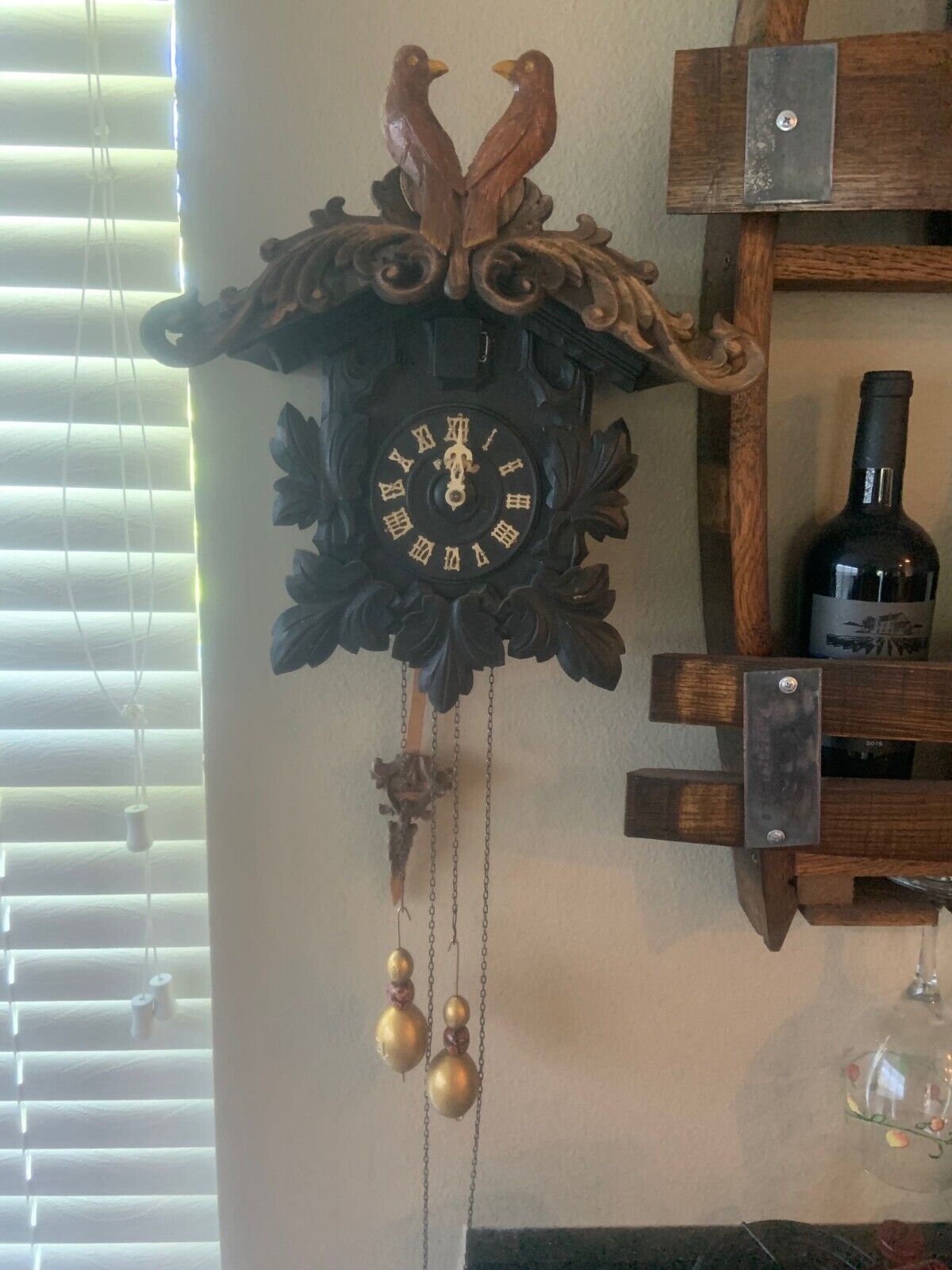 OLDER VINTAGE RARE POPPO CUCKOO CLOCK BIRDS IN LOVE WORKING