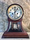 RARE UNUSUAL 1898 ANTIQUE USA WATERBURY STRIKES CLOCK,WALNUT CASE.MIRROR IN SIDE