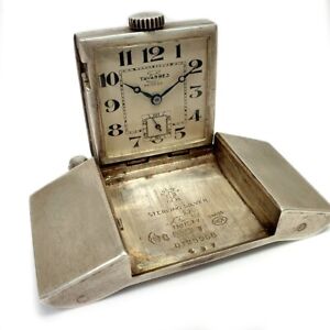RARE ART DECO TRAVEL CYMA SILVER BELT BUCKLE WRISTWATCH MANUAL WIND ENAMEL HORSE