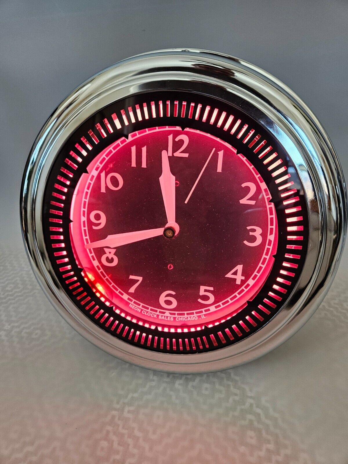 NEON CLOCK SALES CHICAGO ILLINOIS - Art Deco Antique Vintage 1930's Wall Clock