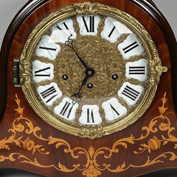 Large 24" Hermle 340-020 German Mantel Clock - Westminster Chime, Inlaid Wood