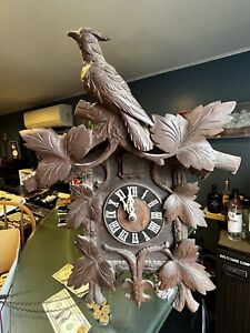 1800’s Extremely Rare George Kuehl German Black Forest Walnut Cuckoo Clock #46