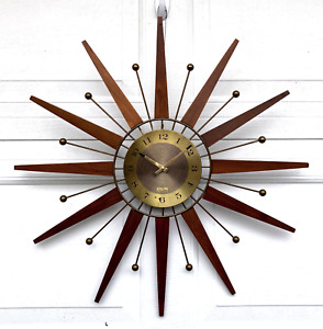 Vintage Seth Thomas Starburst Wall Clock Mid Century Modern MCM 1960s Reburbishd