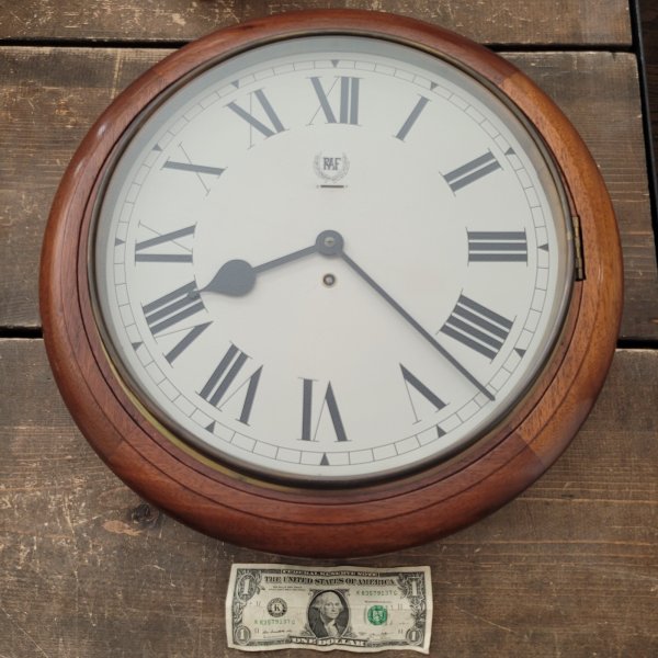 1942 RAF Smith Wall Clock Military 18" Beautiful Oak Antique Vtg Royal Air Force