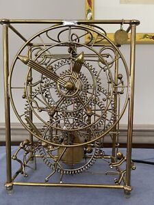 1992-Vintage 6 Man Clock by Kinetico Studios Gordon Bradt Hand Crafted Brass