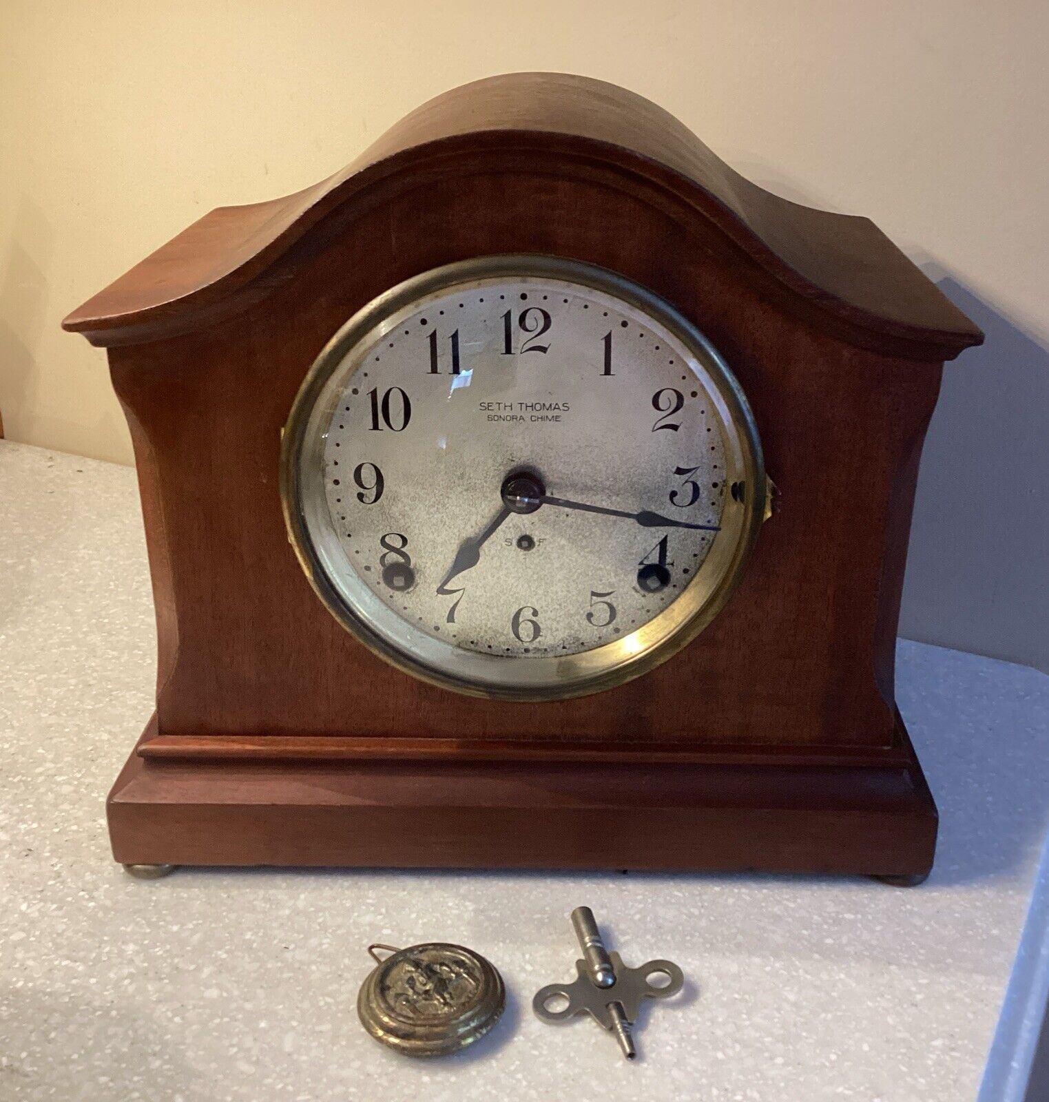 Rare Antique Seth Thomas 8 Bell Sonora Chime Mantel Clock- Model 255-RUNS  (257)