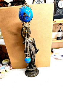 ANTIQUE ANSONIA DIANA THE HUNTRESS MYSTERY CLOCK 30 IN.