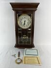 Ansonia Large Gold Medallion Beveled Glass Mechanical Chiming Wall Clock