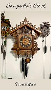 Antique Clock. Railroad Cuckoo Clock 21”. Restored . Magnificent . G K Mov.