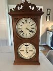 Antique Ithaca Calendar Shelf Clock, ICCCo, Number 10 Farmer Double Dial Working