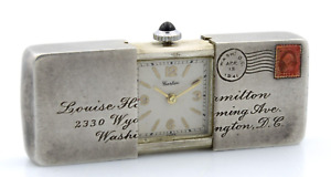 Cartier Sterling Silver Stellita Stapleton 1941 5518 Letter  Travel Clock 34